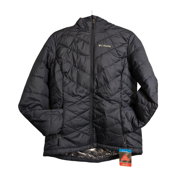 NWT Columbia Heavenly Hooded Puffer Jacket L Collegiate Navy Blue Omni-Heat - Picture 3 of 10